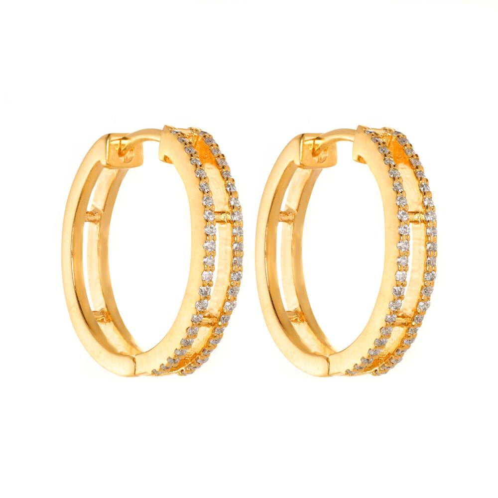 925 Sterling Silver Moissanite Diamond 18K Gold Plated Grand Luxe Hoop Earrings