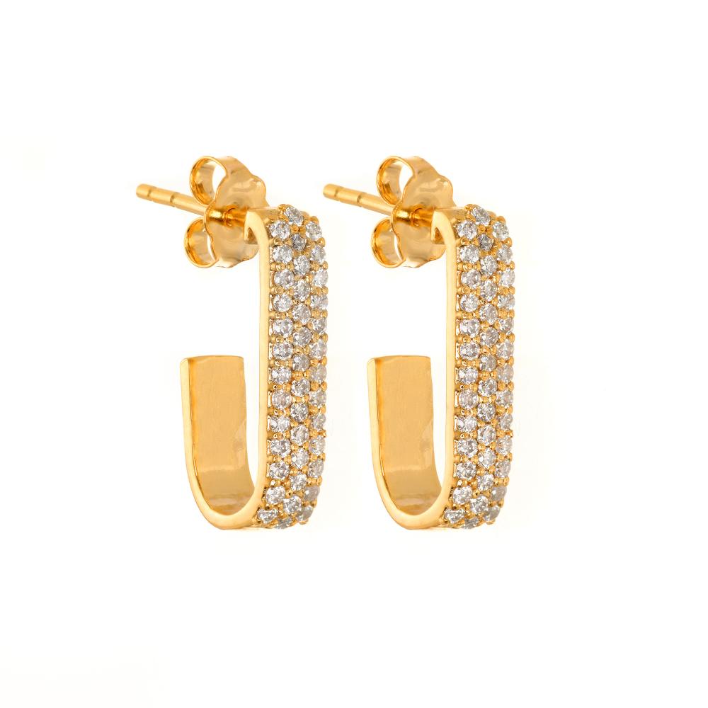 925 Sterling Silver Moissanite Diamond 18K Gold Plating Semi Hoop Earrings