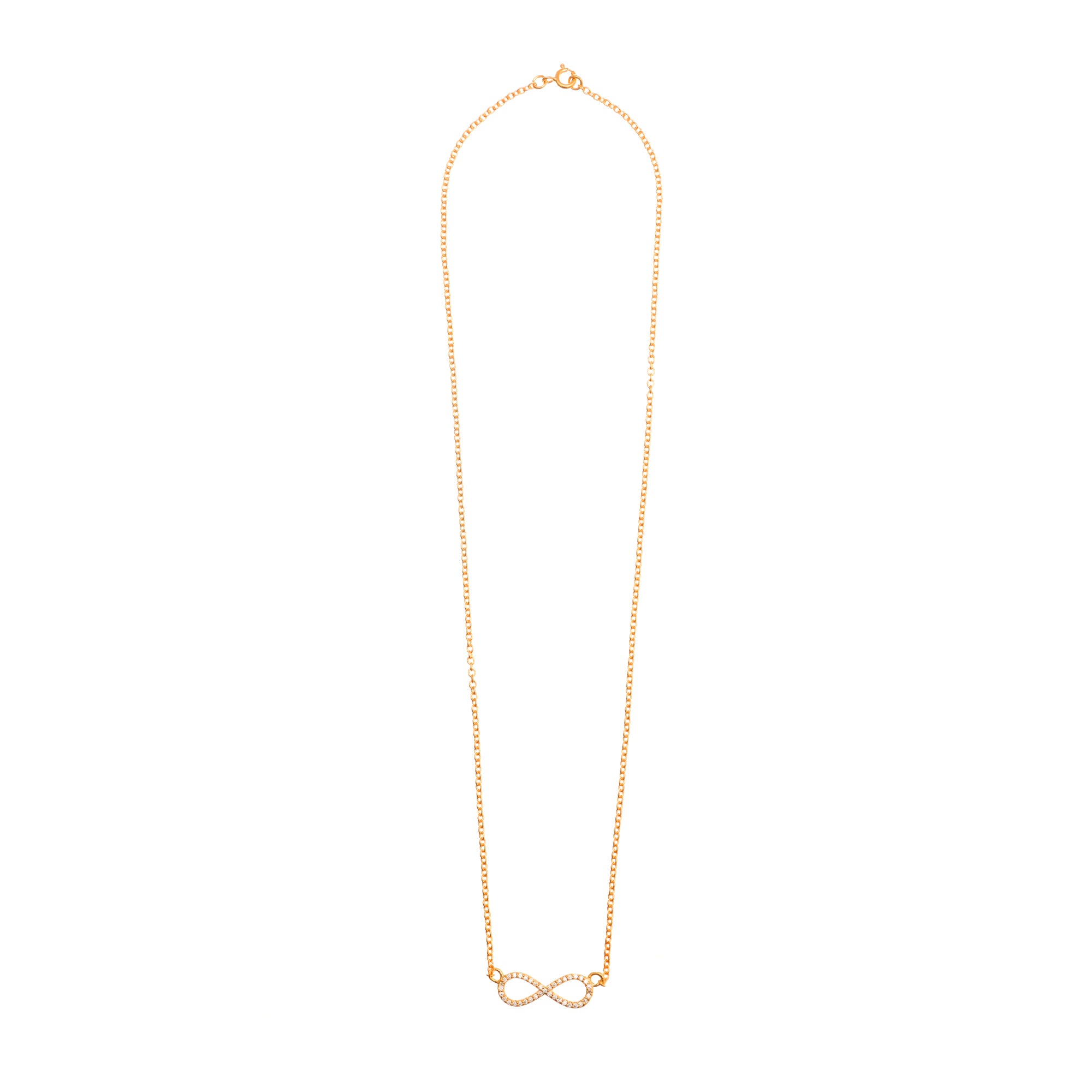 Soraya Luxe 925 Sterling Silver Moissanite Diamond 18K Gold Plated Infinity Pendant Necklace with Chain