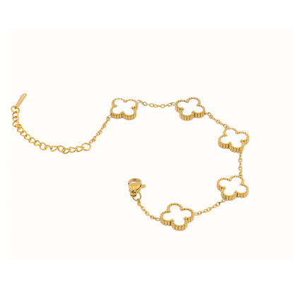 Dainty White Clover Bracelet – 18K Gold Plated, Anti-Tarnish & Waterproof