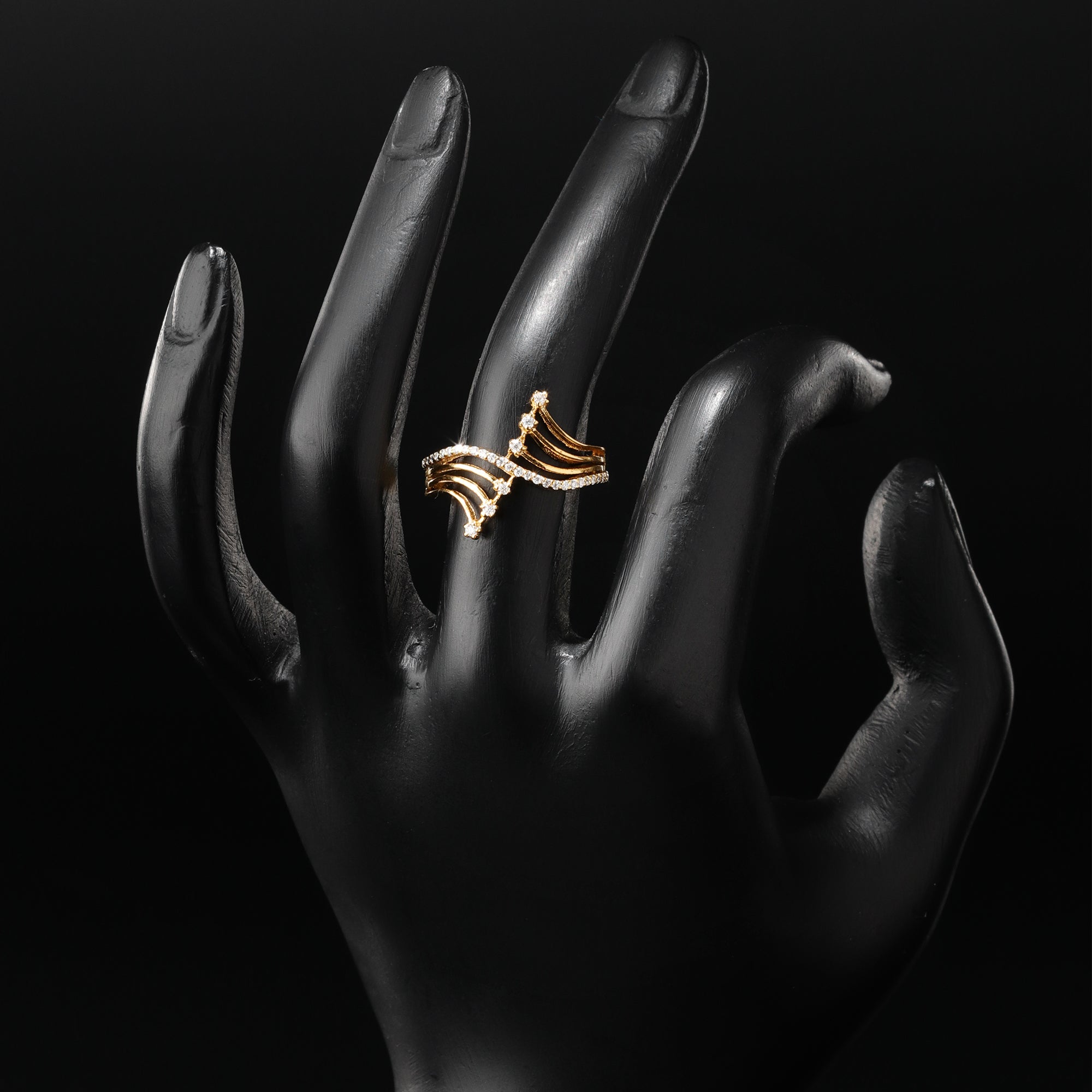 Soraya Luxe 925 Sterling Silver Moissanite Diamond 18K Gold Plated Poise Ring