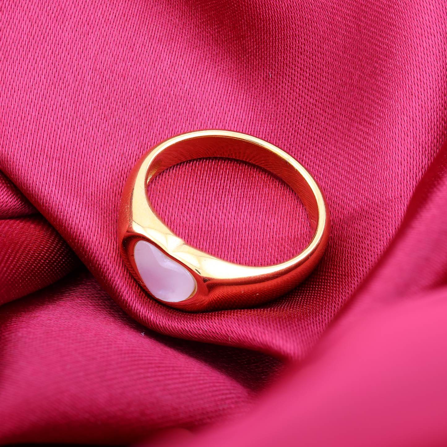 White heart ring - 18K Gold Plated/ Anti Tarnish -Waterproof