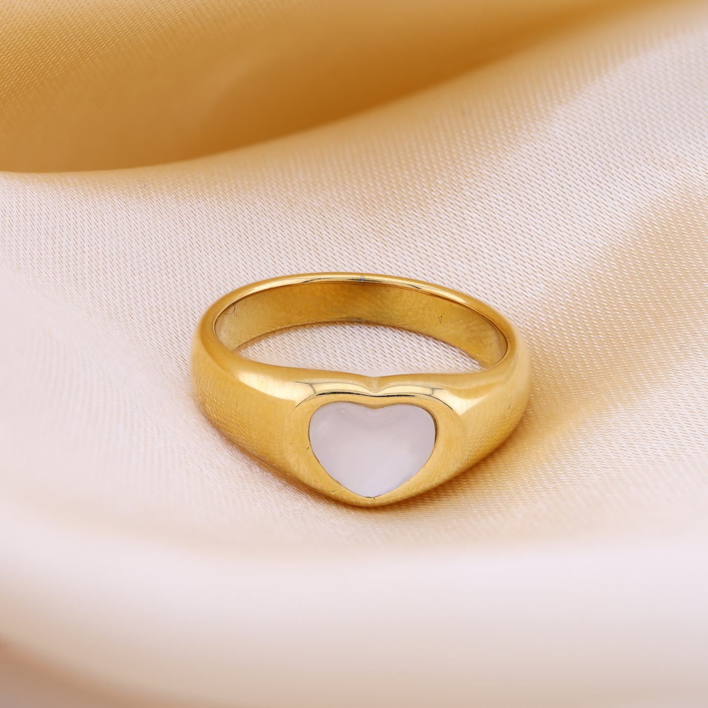 White heart ring - 18K Gold Plated/ Anti Tarnish -Waterproof