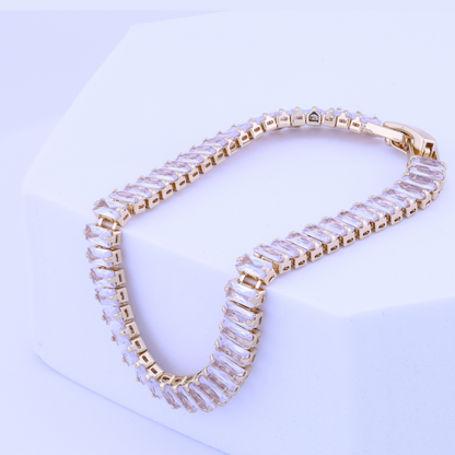 Cubic Zirconia Tennis Bracelet - 18K Gold Plated/ Anti Tarnish -Waterproof