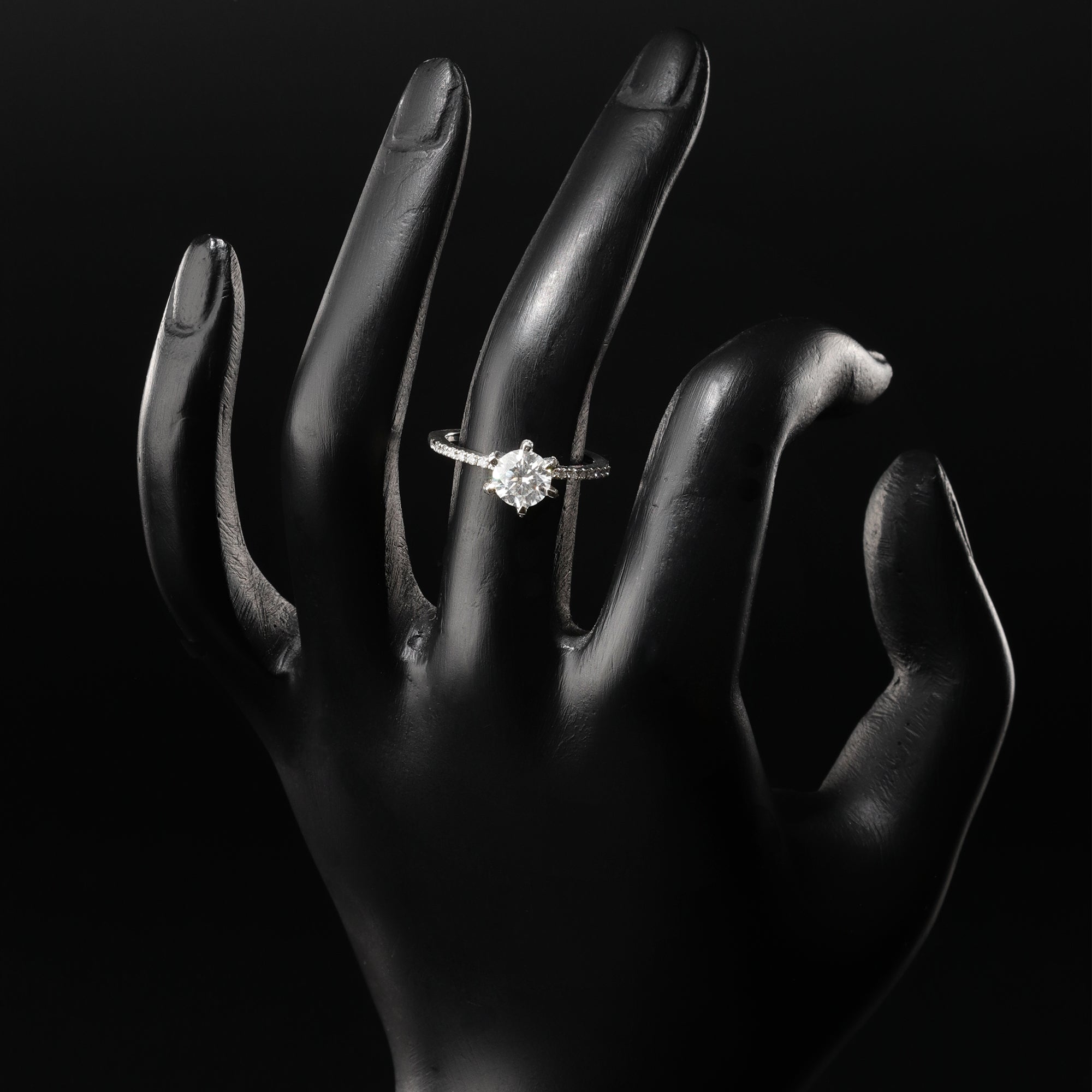 Soraya Luxe 925 Sterling Silver Moissanite Diamond Rhodium-Plated  Solitaire Ring