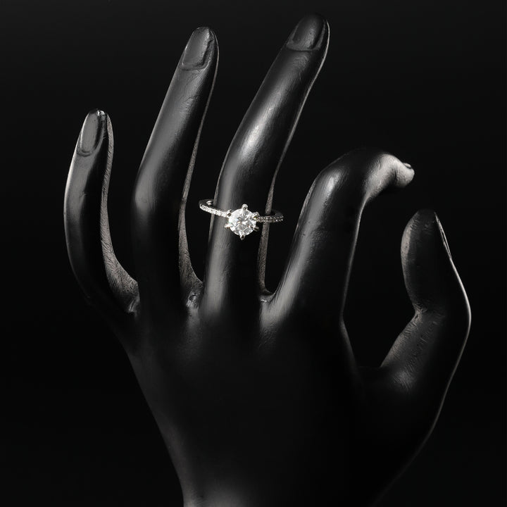 Soraya Luxe 925 Sterling Silver Moissanite Diamond Rhodium-Plated  Solitaire Ring