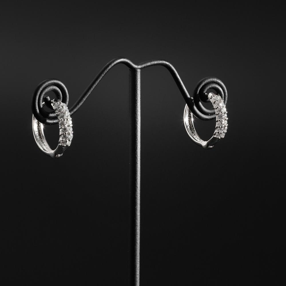 925 Sterling Silver Moissanite Diamond Rhodium-Plated Lunar Loop Earrings