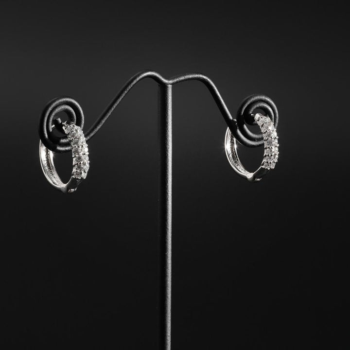 925 Sterling Silver Moissanite Diamond Rhodium-Plated Lunar Loop Earrings