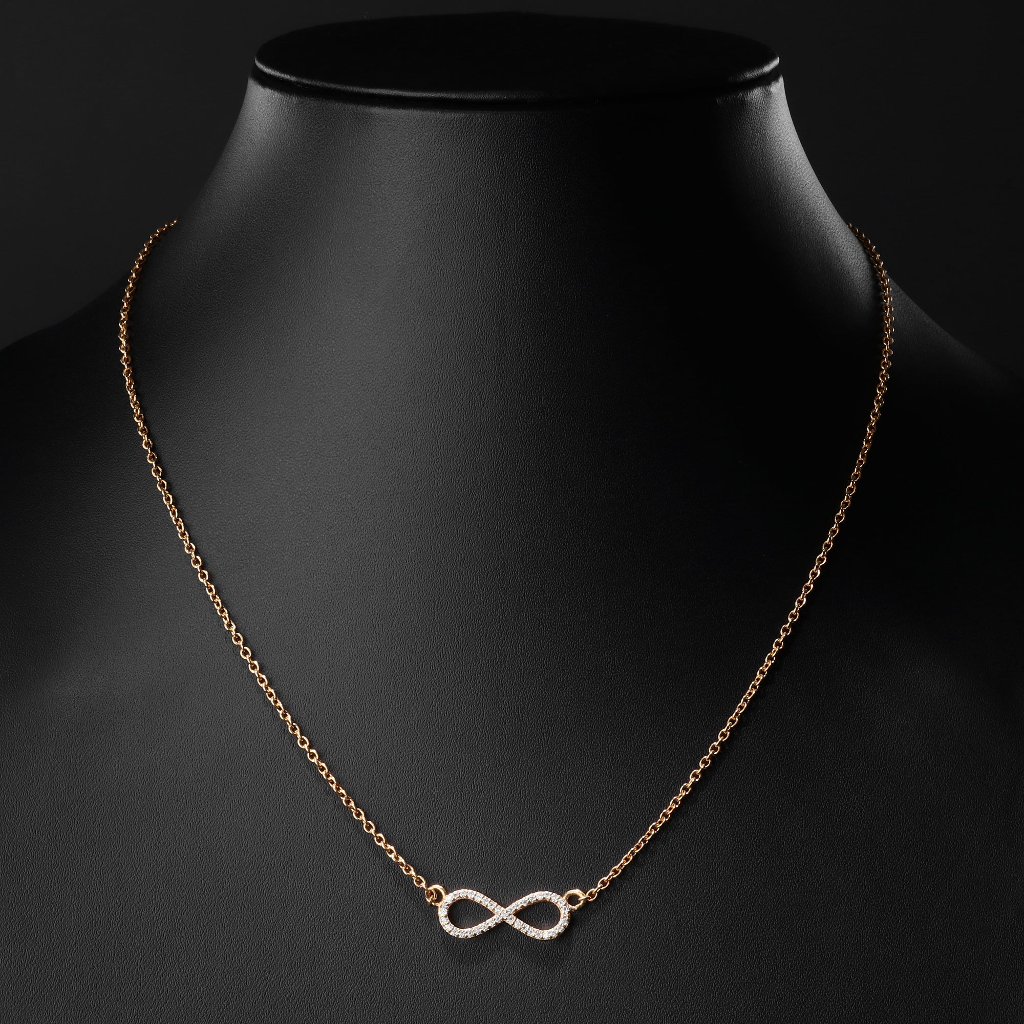 Soraya Luxe 925 Sterling Silver Moissanite Diamond 18K Gold Plated Infinity Pendant Necklace with Chain