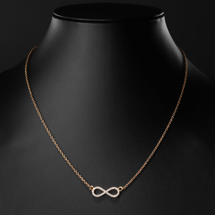 Soraya Luxe 925 Sterling Silver Moissanite Diamond 18K Gold Plated Infinity Pendant Necklace with Chain