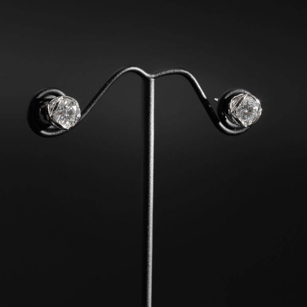 925 Sterling Silver Moissanite Diamond Rhodium-Plated Eternal Glow Stud Earrings