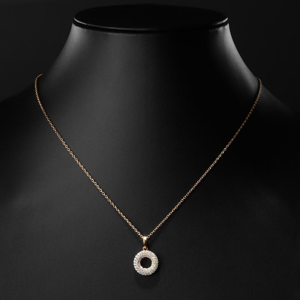 925 Sterling Silver Moissanite Diamond 18K Gold Plated Pave Open Pendant Necklace With Chain