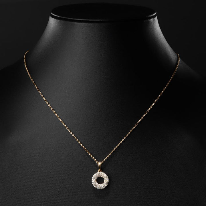 925 Sterling Silver Moissanite Diamond 18K Gold Plated Pave Open Pendant Necklace With Chain