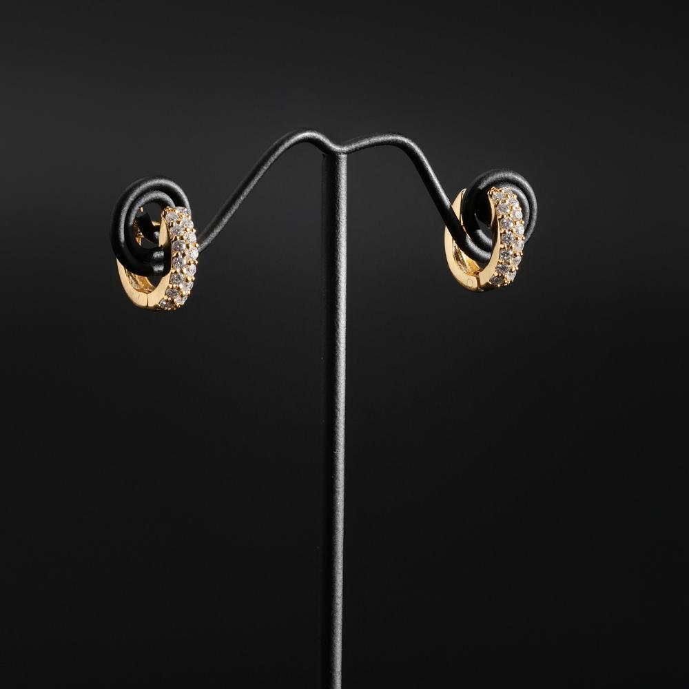 925 Sterling Silver Moissanite Diamond 18K Gold Plated Sparkling Hoop Earrings