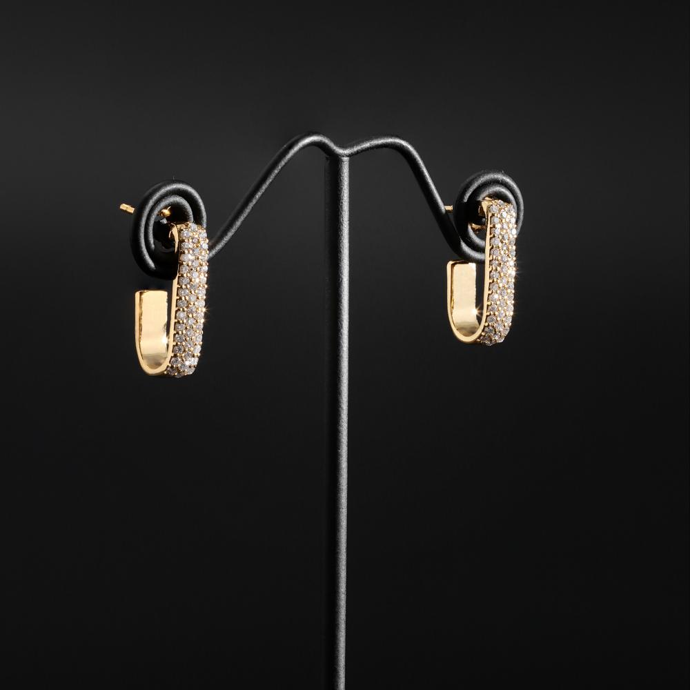 925 Sterling Silver Moissanite Diamond 18K Gold Plating Semi Hoop Earrings