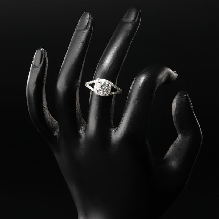Soraya Luxe 925 Sterling Silver Moissanite Diamond Rhodium-Plated Square Solitaire Ring