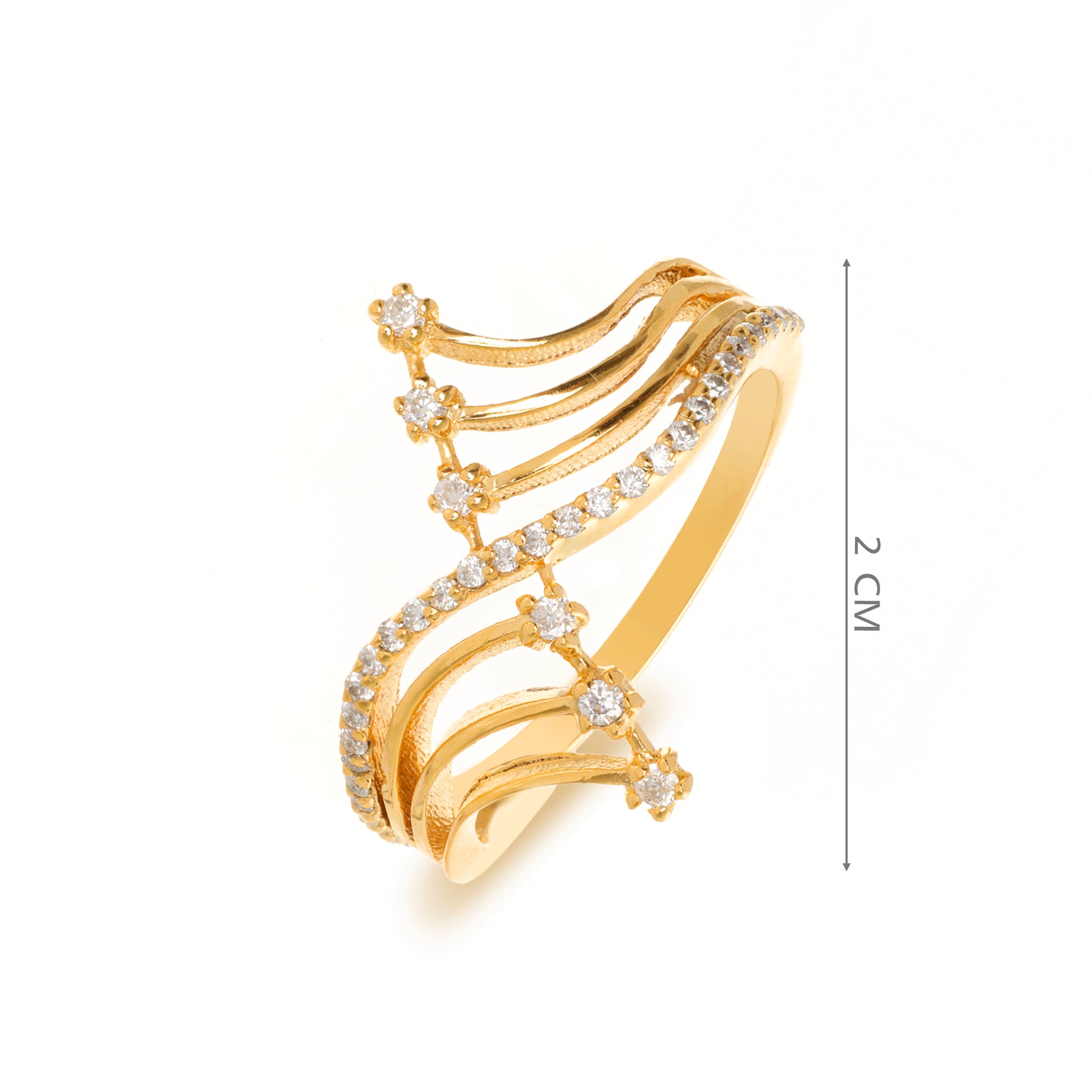 Soraya Luxe 925 Sterling Silver Moissanite Diamond 18K Gold Plated Poise Ring