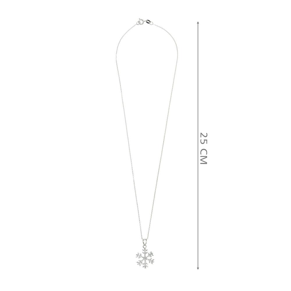 925 Sterling Silver Moissanite Diamond Rhodium-Plated Snowflake Pendant Necklace With Chain