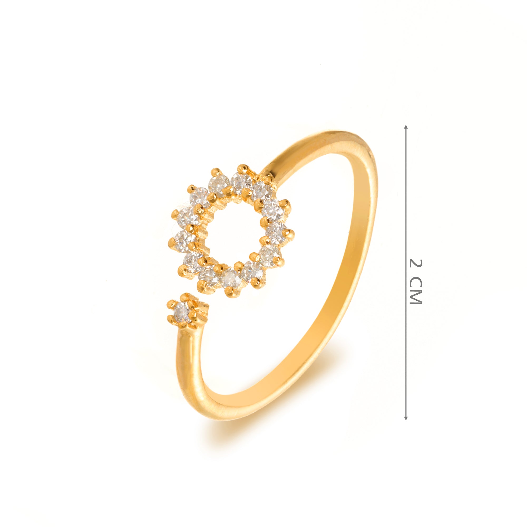 18K Gold Plated Round-Cut Floral Halo Ring