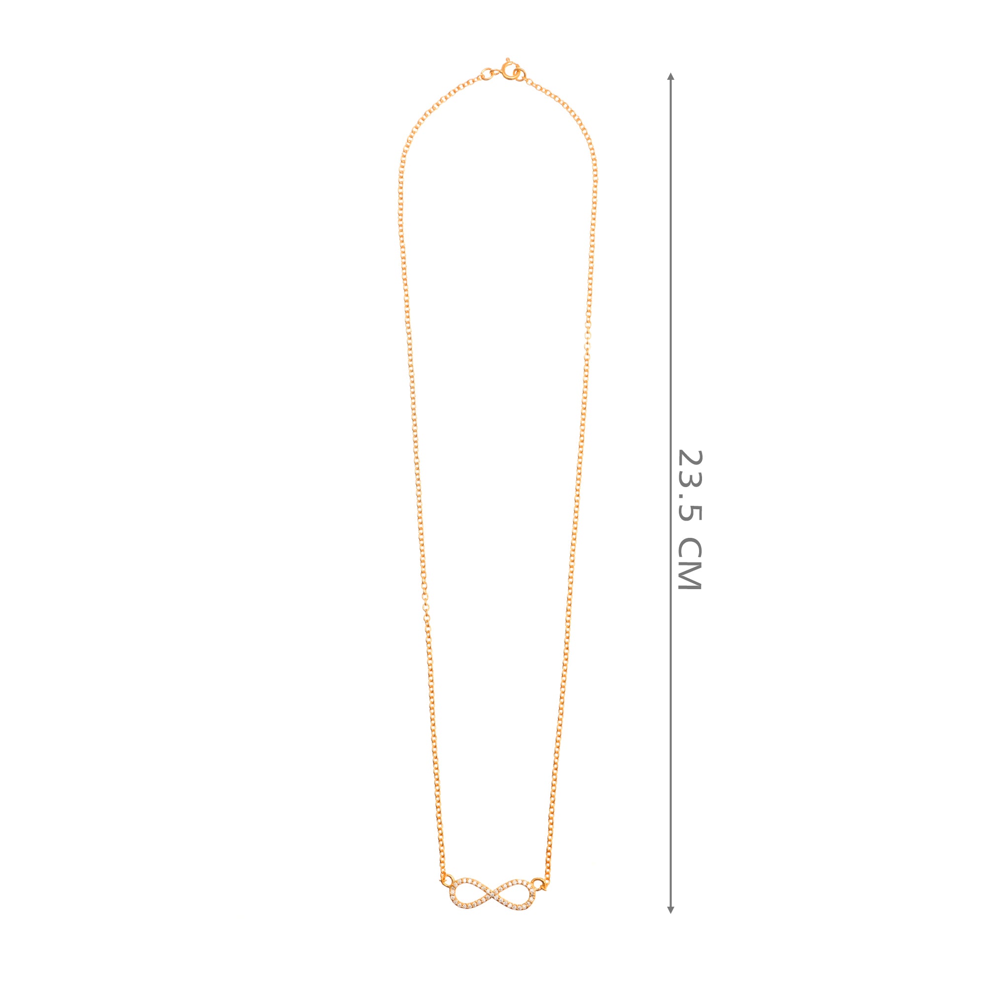 Soraya Luxe 925 Sterling Silver Moissanite Diamond 18K Gold Plated Infinity Pendant Necklace with Chain