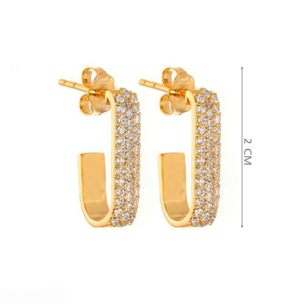 925 Sterling Silver Moissanite Diamond 18K Gold Plating Semi Hoop Earrings