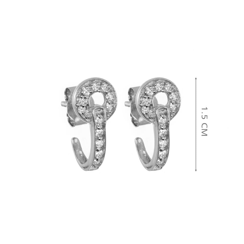 925 Sterling Silver Moissanite Diamond Rhodium-Plated Halo Semi Hoop Huggie Earrings