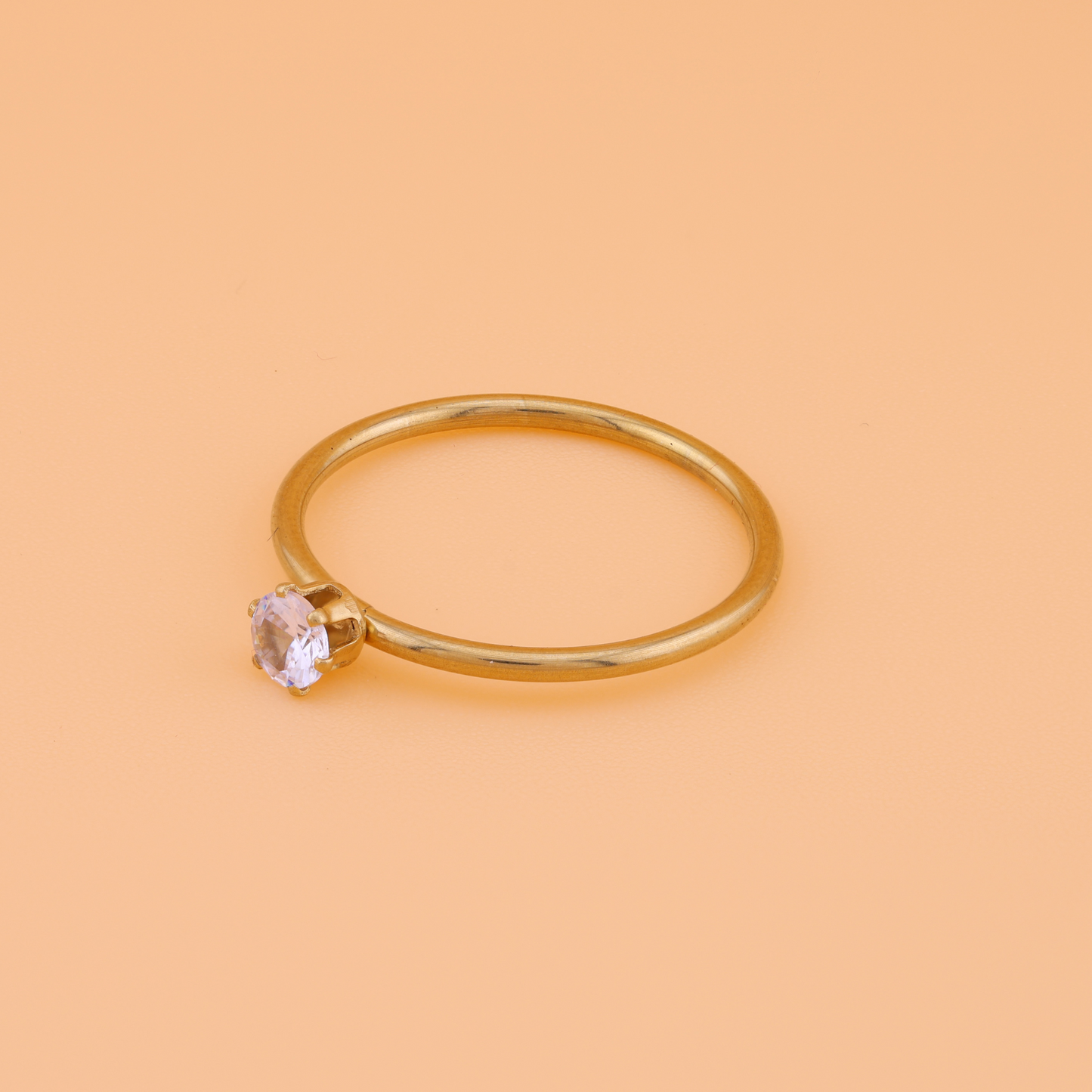 Solitaire ring -18K Gold Plated/ Anti Tarnish -Waterproof