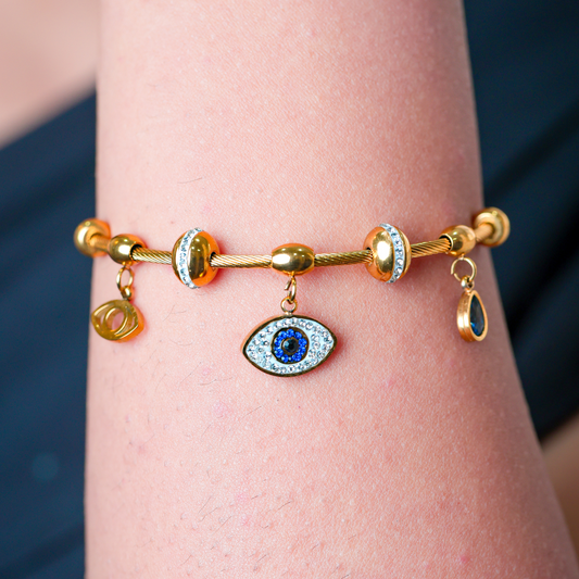 Soraya Evil Eye Charm Bracelet – 18K Gold Plated, Anti-Tarnish & Waterproof