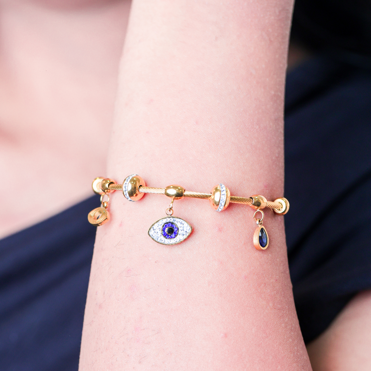 Soraya Evil Eye Charm Bracelet – 18K Gold Plated, Anti-Tarnish & Waterproof