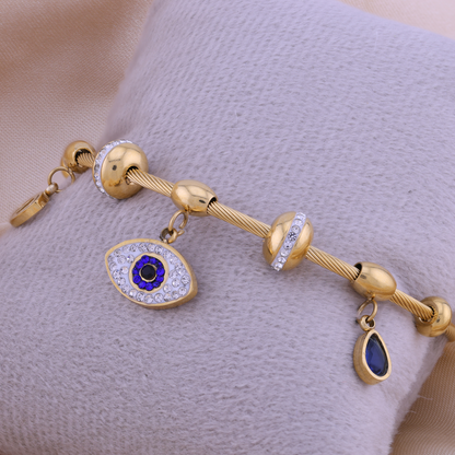 Soraya Evil Eye Charm Bracelet – 18K Gold Plated, Anti-Tarnish & Waterproof