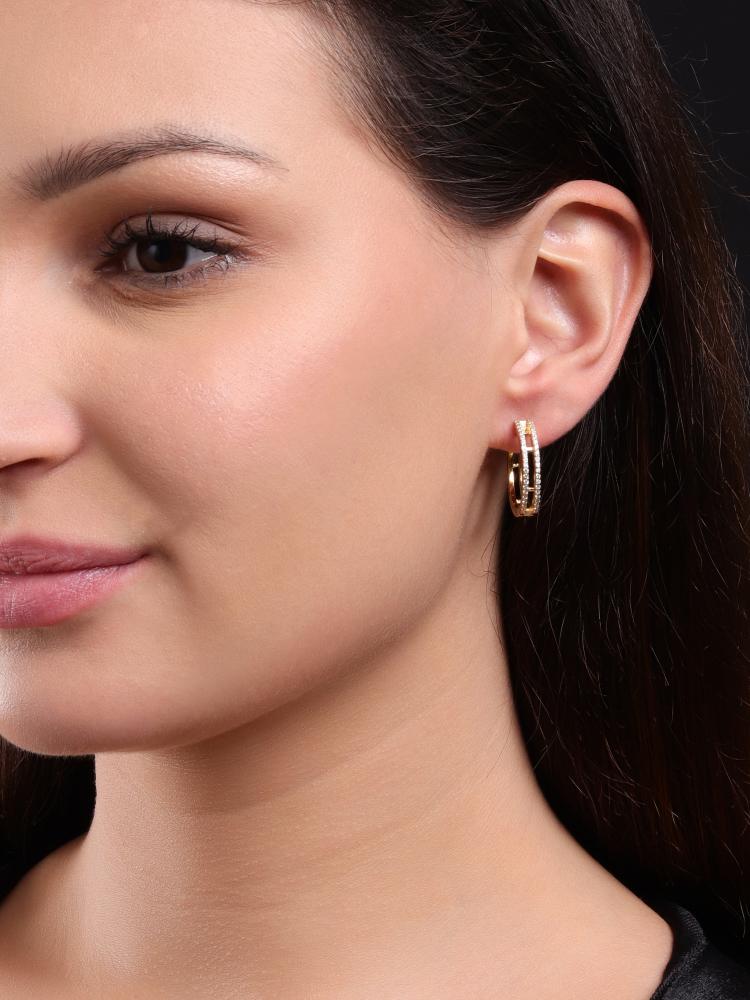 925 Sterling Silver Moissanite Diamond 18K Gold Plated Grand Luxe Hoop Earrings