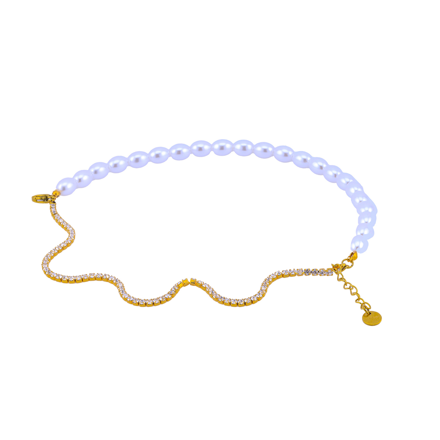 Pearl Tennis Diamond Double Layered Bracelet - 18K Gold Plated/ Anti Tarnish -Waterproof