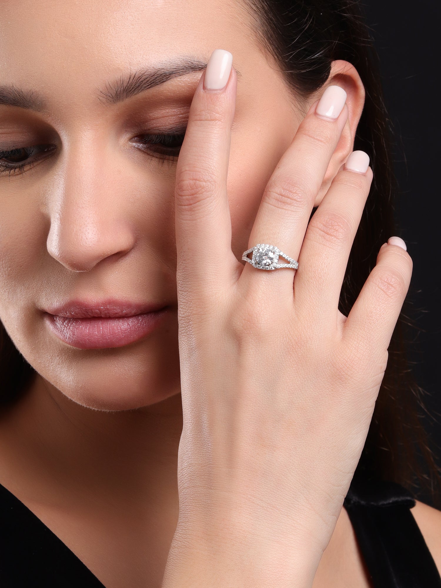 Square Solitaire Moissanite Diamond Ring