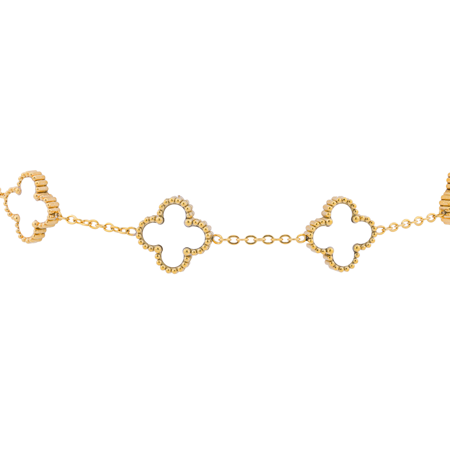 Dainty White Clover Bracelet – 18K Gold Plated, Anti-Tarnish & Waterproof