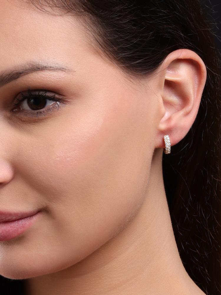 925 Sterling Silver Moissanite Diamond 18K Gold Plated Sparkling Hoop Earrings