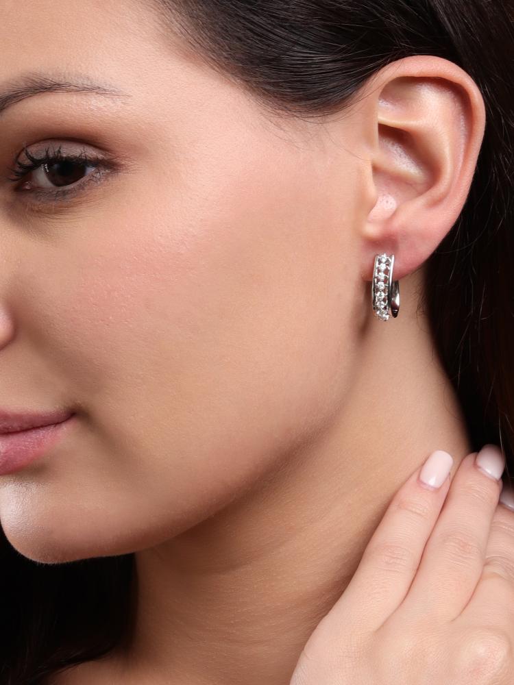 925 Sterling Silver Moissanite Diamond Rhodium-Plated Celestra Magic  Earrings