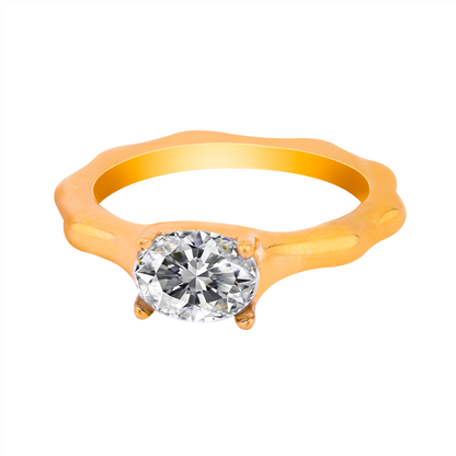 White Solitaire propose ring - 18K Gold Plated/ Anti Tarnish -Waterproof