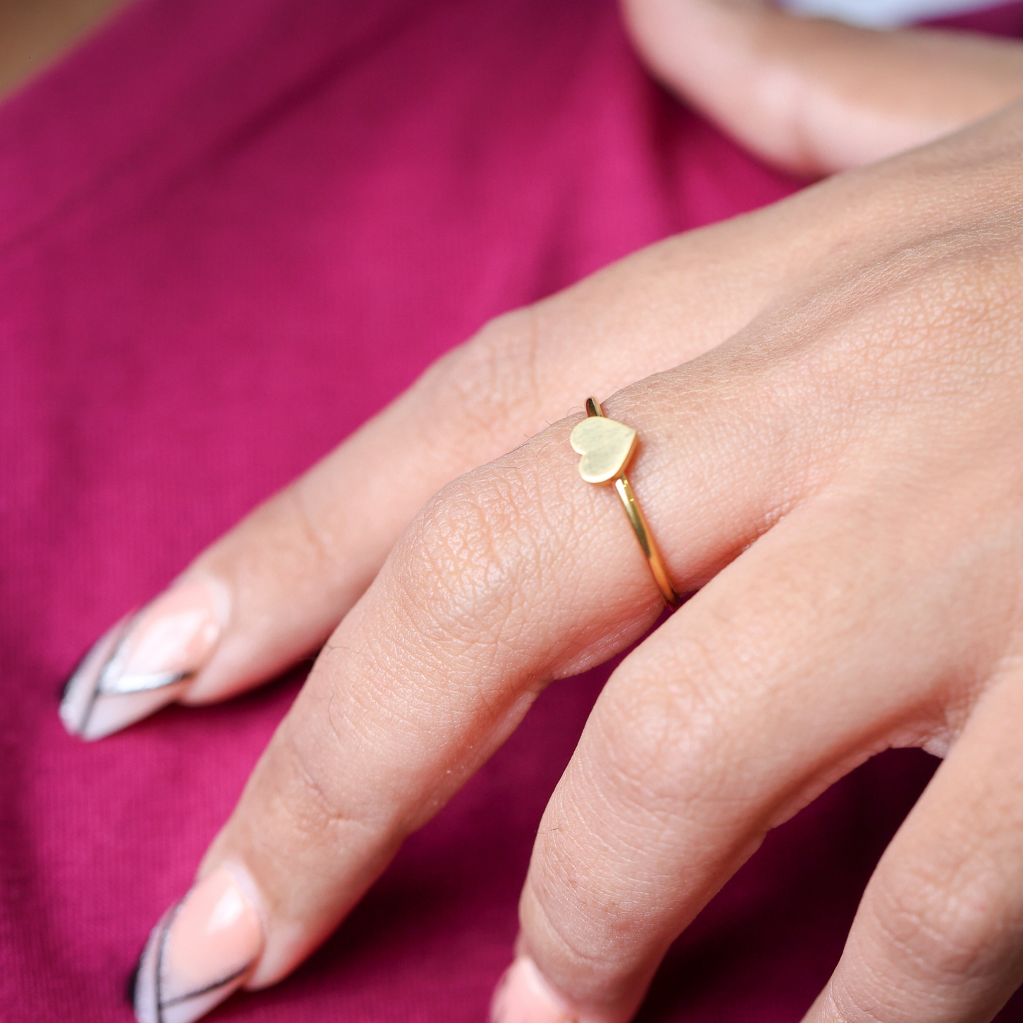 Dainty golden heart ring  - 18K Gold Plated/ Anti Tarnish -Waterproof