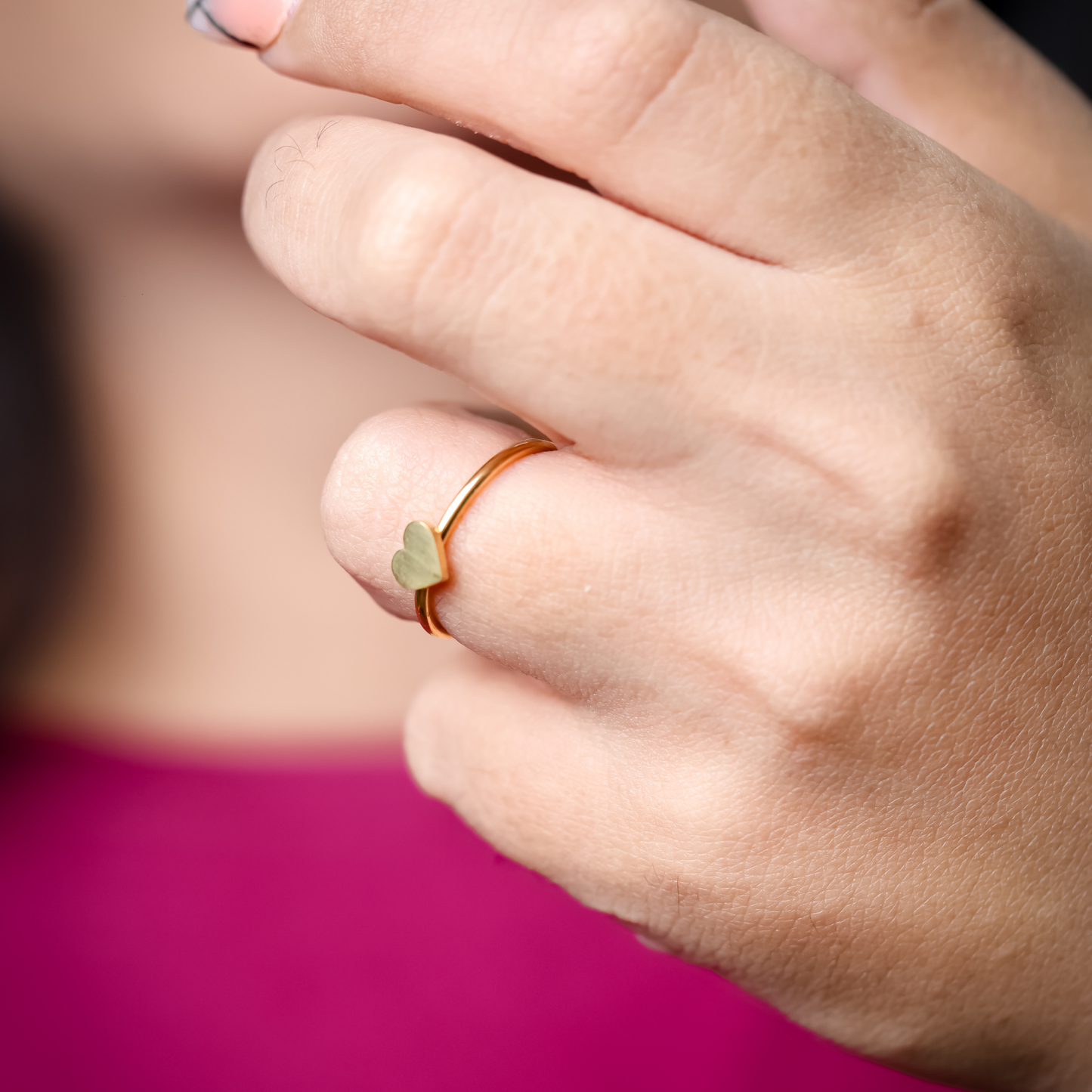 Dainty golden heart ring  - 18K Gold Plated/ Anti Tarnish -Waterproof