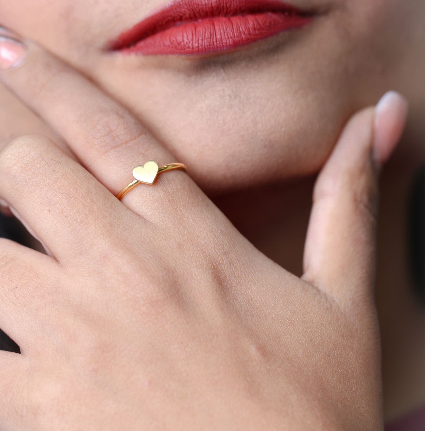 Dainty golden heart ring  - 18K Gold Plated/ Anti Tarnish -Waterproof