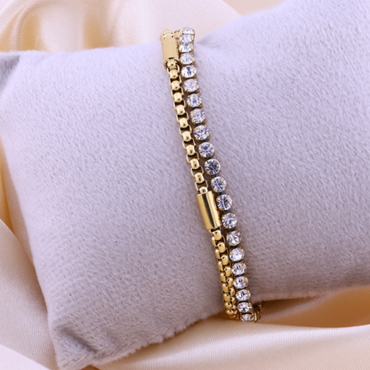 Double Layered Tennis Bracelet  - 18K Gold Plated/ Anti Tarnish -Waterproof