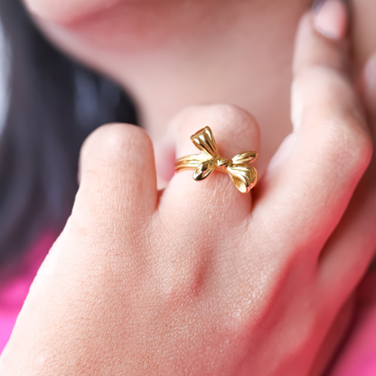 Dainty bow ring - 18K Gold Plated/ Anti Tarnish -Waterproof