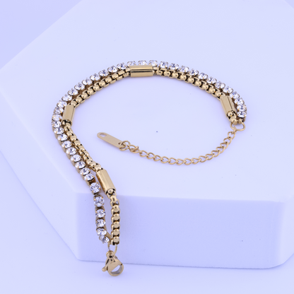 Double Layered Tennis Bracelet  - 18K Gold Plated/ Anti Tarnish -Waterproof