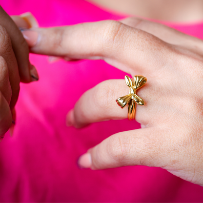 Dainty bow ring - 18K Gold Plated/ Anti Tarnish -Waterproof