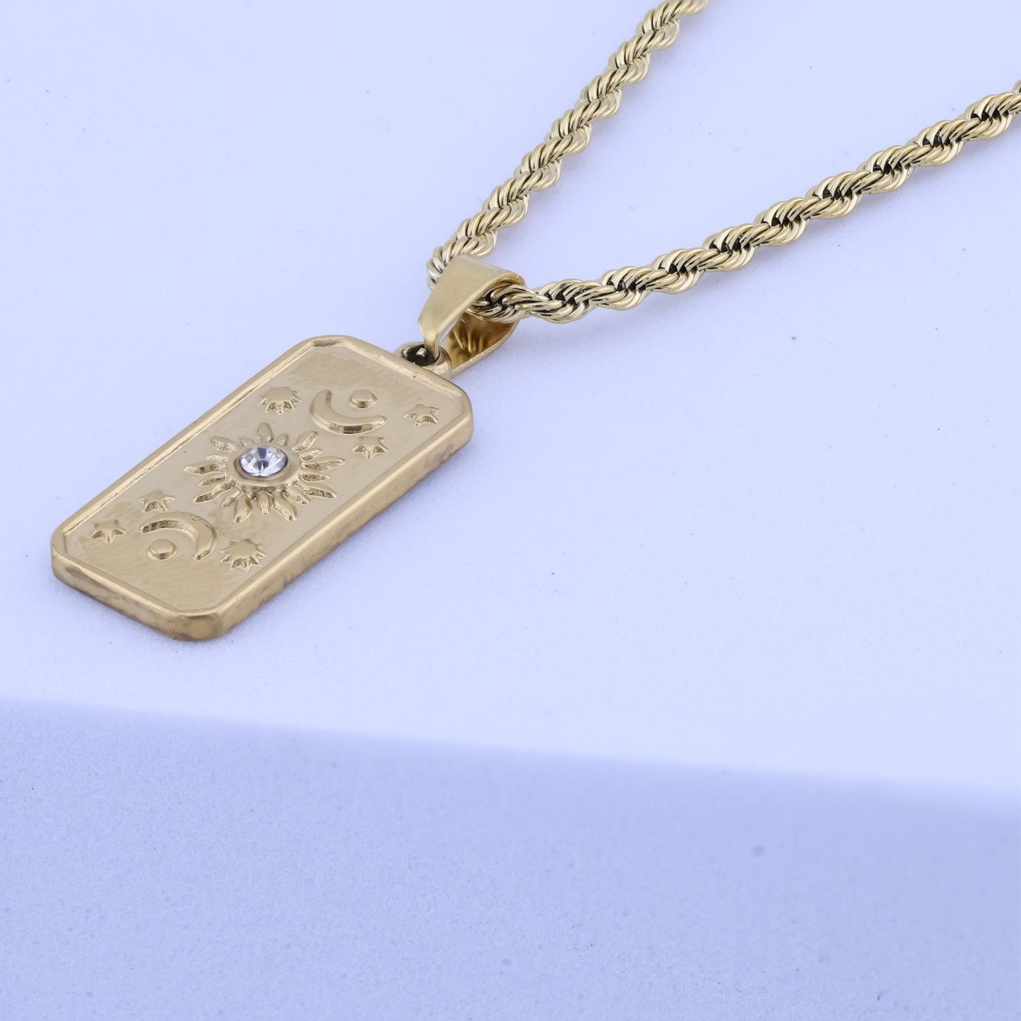 Celestial Diamond Sun Moon pendant Necklace - 18K Gold Plated/ Anti Tarnish -Waterproof