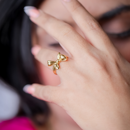 Dainty bow ring - 18K Gold Plated/ Anti Tarnish -Waterproof