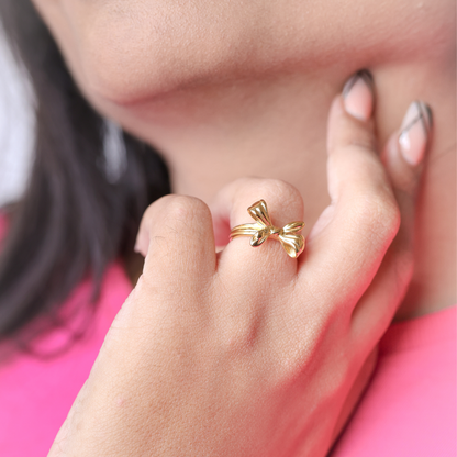 Dainty bow ring - 18K Gold Plated/ Anti Tarnish -Waterproof