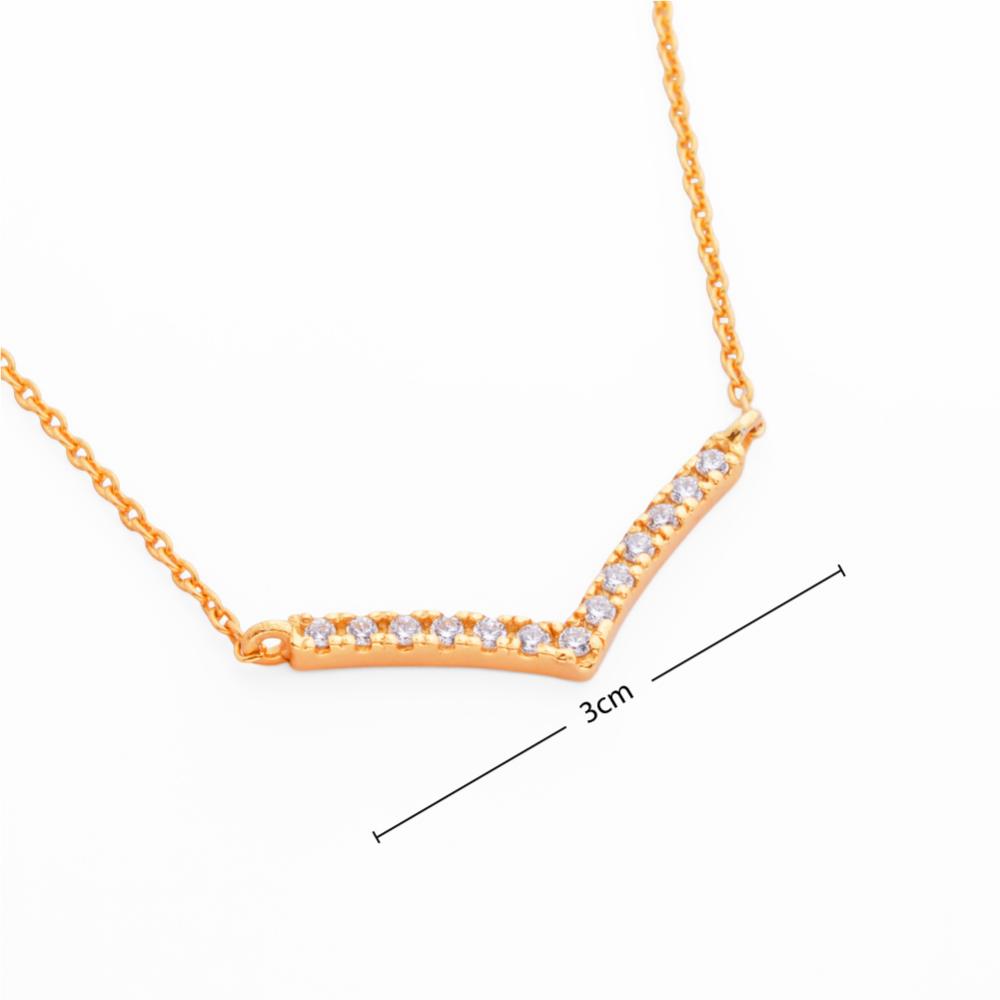 925 Sterling SIlver 18K Gold Plated Luna V  Pendant Necklace With Chain