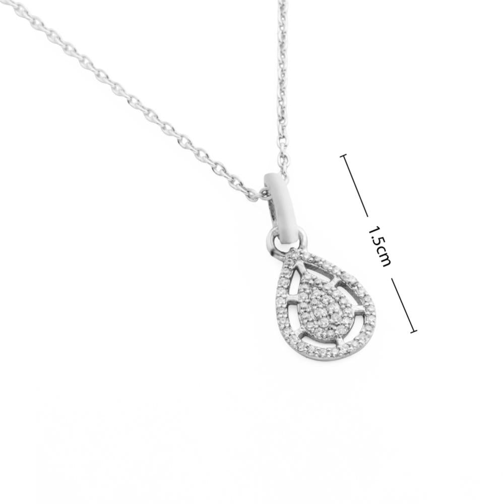 925 Sterling Silver Moissanite Diamond Raindrop Rhodium-Plated Pendant Necklace With Chain
