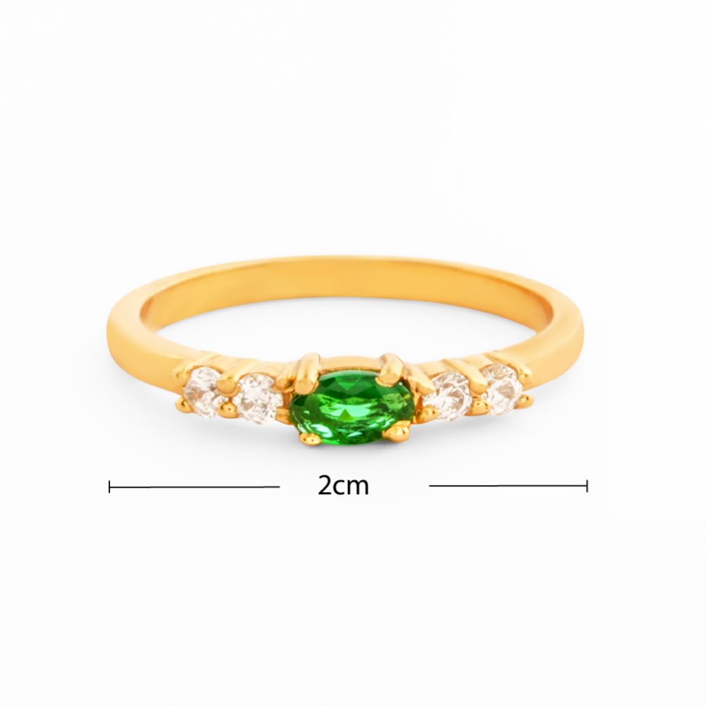 925 Sterling Silver 18K Gold Plated Emerald Halo Ring